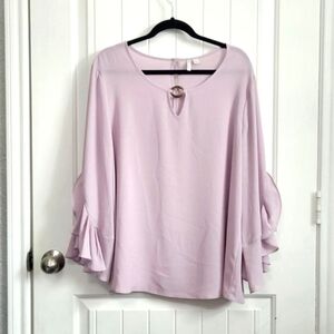 Cato Lilac Petal Sleeve Scoop Neck Keyhole Blouse Size - XL